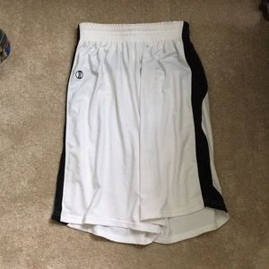 White w/ black stripe basketball shorts
